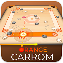 Orange Carrom mobile game logo